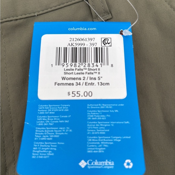 NWT Womens Columbia Size 2 Color Stone Green Hiking Walking Shorts - Picture 5 of 7